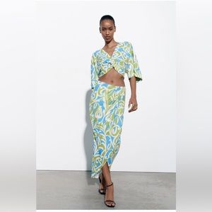 Zara Blue and Yellow Skirt Set